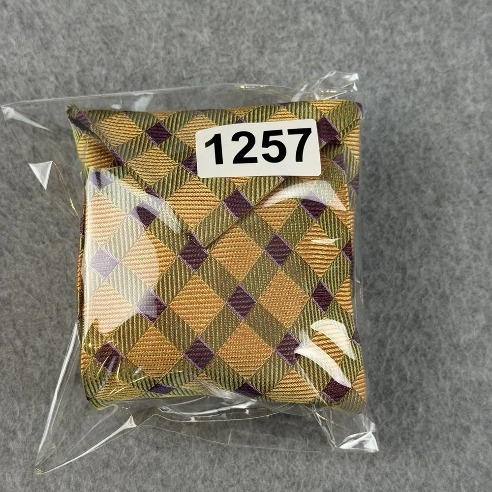 Vintage Garrick Anderson Silk Tie USA Gold Green Geometric Handmade 58 X 4